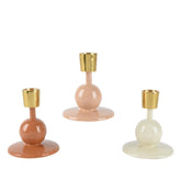 Decoris Iron Candleholder with Round Ball 9.5cm - White/Peach Pearl (3 Assorted)